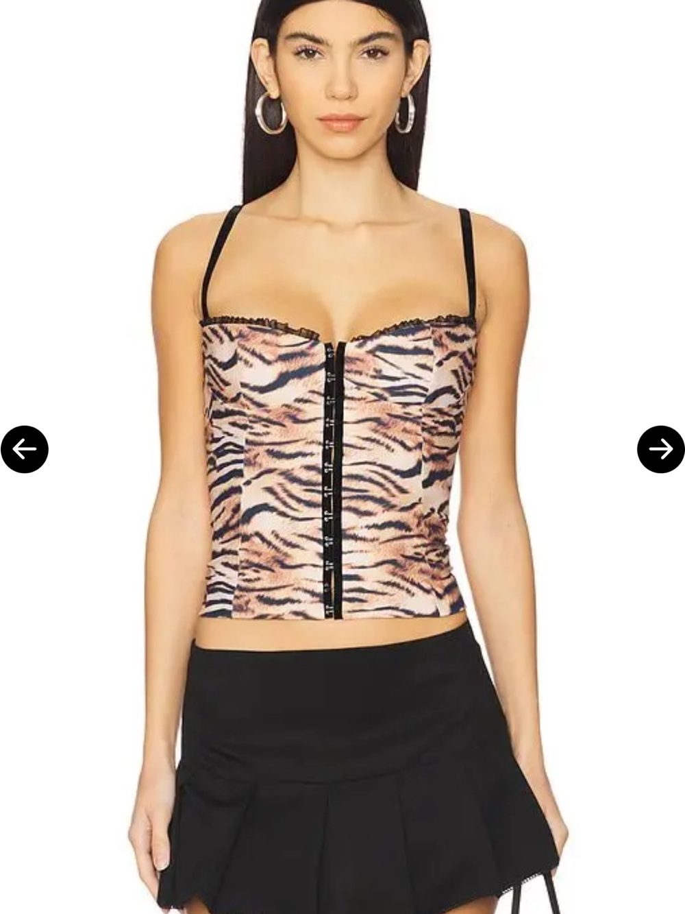 Bella Venice Revolve Tiger-Print Lace-Trim Corset Cami in Brown/Black